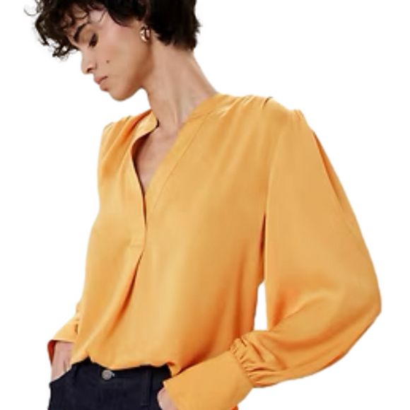 New Banana Republic VOLUME-SLEEVE BLOUSE Yellow  NWT - Picture 2 of 7